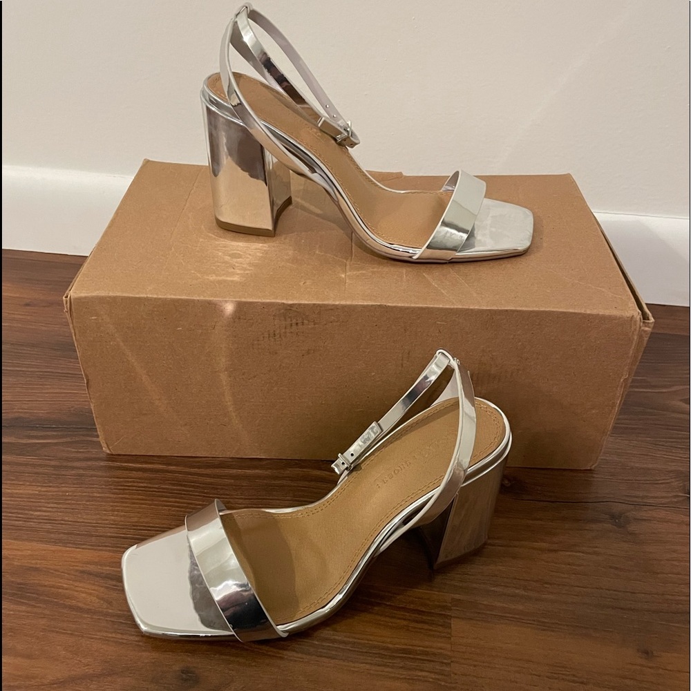 Silver ASOS Heels Size 7 and 3 1/2 in heel.